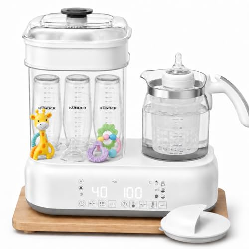 Babyflaschen Sterilisator mit integriertem 1,2 L Glas-Wasserkocher | Sterilisieren, Trocknen und Erwärmen in einem Gerät