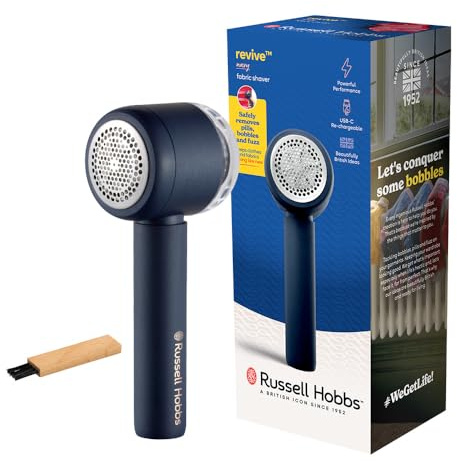 Russell Hobbs Fusselrasierer Elektrisch [USB-C Aufladung, Ansaugfunktion] Revive (Tragbarer, wiederaufladbarer Fusselentferner für Kleidung & Textilien, Magnetfach + Filter, Reinigungsbürste) 27660-56