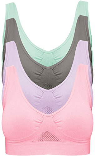 Pretty Seamless BH ohne Bügel Nahtloser Sport BH im 4er Pack für Sport Freizeit und Beruf