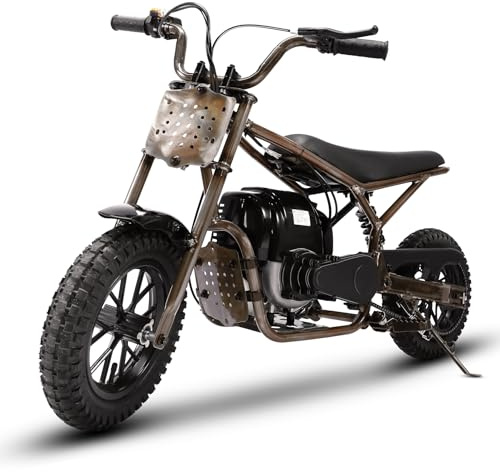 Oryxearth 37.7CC 4-Takt Dirt Bike Pocket Bike, Kinder Crossbike Benzin, Mit stoßdämpfender Feder, Luftbereifung aus Gummi, Kinder DirtBike, Motocross Motorrad ab 13 Jahre (Rostbraun)