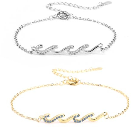Mikovivi 2 Stück Wellenarmbänder für Frauen, Freundschaftsarmbänder aus Gold und Silber Stilvolle Damenarmbänder Best Friend Armband Bestie Armbänder Handschmuck für Mädchen und Frauen