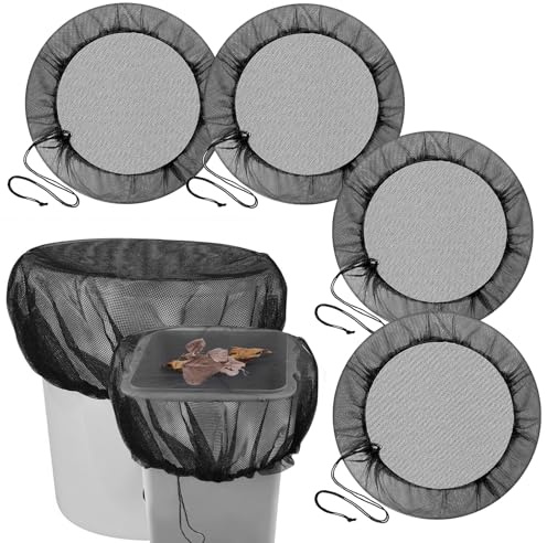 Realjoy Regentonnen Netz, 4 Stück Hochwertige Regentonne Abdeckung, Verstellbares Regentonnennetz, Wetterbeständiger Mückenschutz Regentonne, Regentonnendeckel Schutz vor Laub und Mücken(95cm)