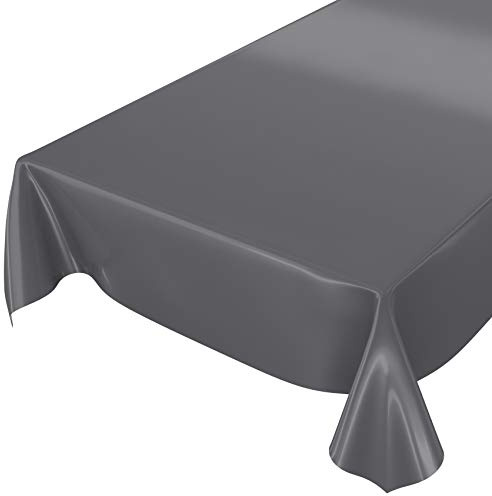 Wachstuchtischdecke Wachstuch abwaschbare Tischdecke Uni Glanz Einfarbig Anthrazit Eingefasst 200 x 140cm