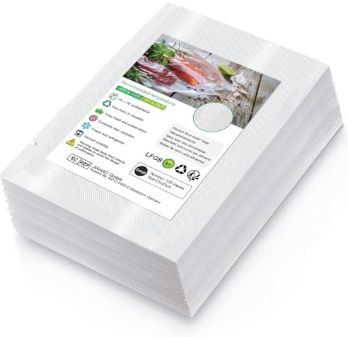 Accenter Vakuumierbeutel 23x33 cm/100 Beutel 210 Microns Profi fur Vakuumierer & Lebensmittel Vakuumiergerat, BPA-frei, Sehr Stark, Kochbar, Sous Vide geeignet, Wiederverwendbar