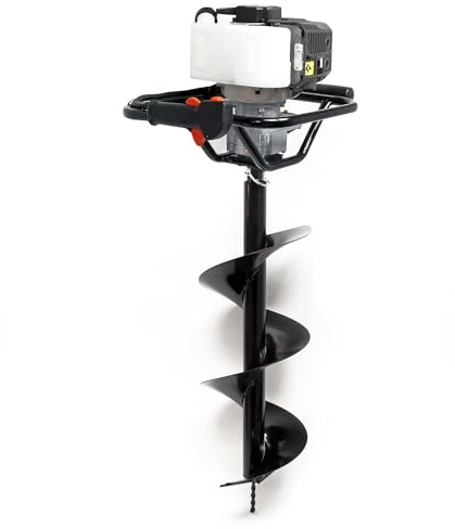 Wiltec Benzin Erdlochbohrer Set mit 250 mm Bohrer, 1,4 kW 1,9 PS 52ccm Pfahlbohrer Pflanzenbohrer