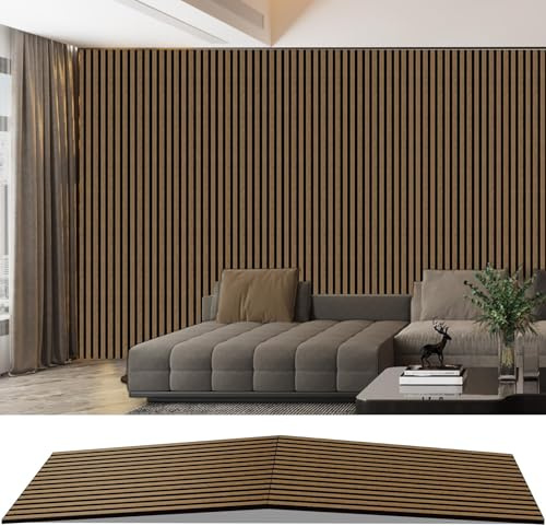 AKK-PANE Akustikpaneele Holz 240x60cm,1,44m² - Faltbar 3D Wandpaneele Holz, Akustik Paneele Wand für Küche, Wohnzimmer, Büro, Umweltfreundlich Holzpaneele Wand mit Schalldämpfung (Dunkle Walnuss 5#)