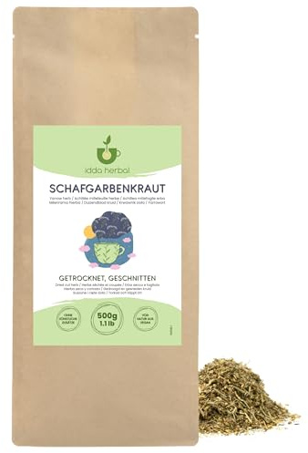IDDA Herbal Schafgarbe Tee 500g, Schafgarbenkraut getrocknet und geschnitten, Schafgarbentee