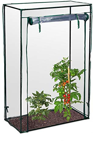 Relaxdays Tomatengewächshaus, Garten, Balkon, Foliengewächshaus Tomaten, HBT 150x100x50cm, Stahl, PVC-Folie, transparent