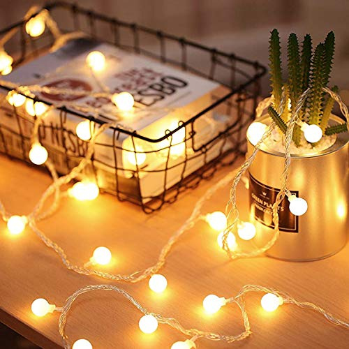 Fulighture 5 m 40 LED Kugellichter, Batterie, 2700 K Warmweiß | 2 Modi, Wasserdicht, Ideal für Weihnachten, Party, Garten, Hochzeit, Balkon, Deko