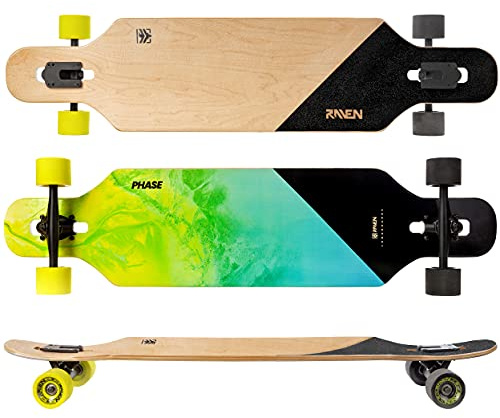 RAVEN Longboard Skateboard für Kinder Erwachsene Jungen Mädchen | Aluminium Trucks | PU Räder | ABEC-9 Chrome Kugellager