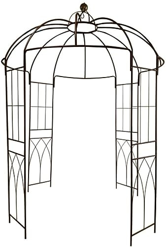 OUTOUR® Pavillon / Rankgerüst, offen, Bogenform, Vogelkäfig-Design, 4-seitig, Metall / Schmiedeeisen, ideal für Kletterwein und Rankengewächse, f&uum