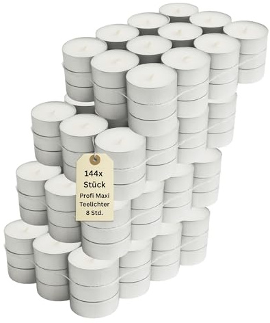 Teelichter XXL | 8 Std | weiß ohne Duft - Großpackung 36-144 Stk. | 40g Wachsgewicht | aus Paraffinwachs - Jumbo Teelichte, Maxiteelichter, Maxilichter (36 Stück + 1 HL Kauf Notizblock)