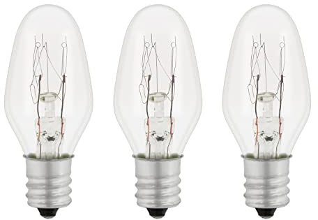 Caldarax 3 Stück C7 Glühbirne E12 7W, AC 230V, 40LM Dimmbar, Warmweiß 2700K, Ersatzbirne Für Himalaya-Salzlampe, Salzkristalllampe, Salzsteinlampe, Orientierungslicht, Nähmaschine, Nachtlicht
