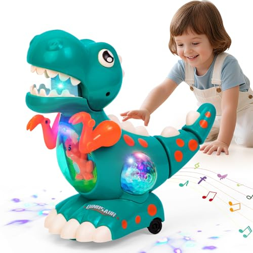 Highttoy Spielzeug ab 1 Jahr, Musik Licht Krabbelnde Dinosaurier Baby Spielzeug ab 12 Monate Baby Sensorisches Musik Dinosaurier Spielzeuge Geschenke 1 Jahr Junge Mädchen