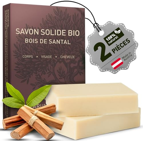 larum sports feste Duschseife Männer, feste Seife, Sandelholz, 2x 85g | Festes Shampoo, Seife Stück, 3 in 1 Haare Körper Gesicht, Naturseife, Körperseife, festes Duschgel Männer