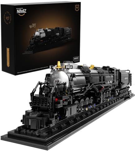 Nifeliz Zug Big Boy Retro Dampflok Klemmbausteine Set, Lokomotive Modell mit Schienen Bauspielzeug, Zug Eisenbahn Geschenk für Erwachsene(1818 Teile)