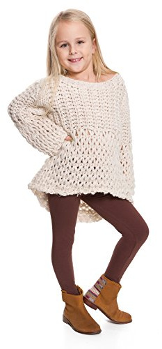 hi!mom Mädchen Winterleggings aus Baumwolle, Thermo atmungsaktive Kinder Leggings, Braun, Größe 1-13 Jahre