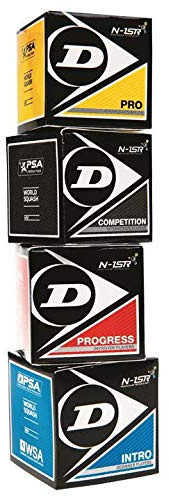 DUNLOP MIXPACKUNG Squashbälle 4Stück Blau Gelb Rot Squasbhall