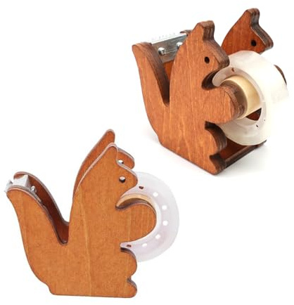 MYLERCT Eichhörnchenform Klebebandabroller, Klebebandabroller aus Holz für 23 mm breite Rollen