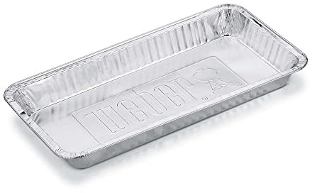 Weber Alu-Tropfschale - XL (42 x 21 x 4 cm), 5 Stück, für Holzkohlegrills ab Ø 57cm, aus Aluminium, zum Auffangen von Säften, ideal für indirektes Grillen, BBQ - Silber (6454)