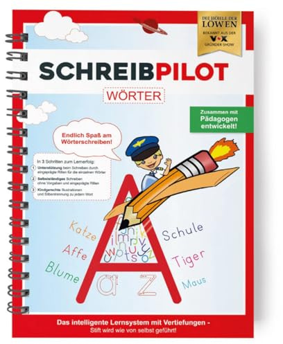 Schreibathlet Schreiblernheft mit vorgeprägten Wörtern – Übungsbuch mit patentierten Rillen zum Nachfahren – Von Lehrern & Pädagogen entwickelt – Schulkonform & mehrfach nutzbar