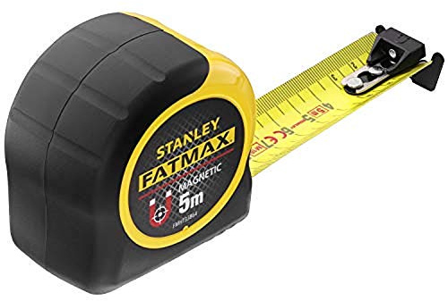 Stanley FatMax Bandmaß Blade Armor, Magnethaken (5 m Länge, Feststeller, automatischer Rücklauf, Gürtelclip) FMHT0-33864