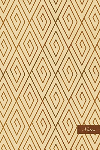Notes: 6"x9" Unruled Blank Notebook - Spiral Vortex Cross Check Frame Line - Retro Brown Worn Out Vintage Seamless Pattern Cover. Matte Softcover And Cream Interior Papers.