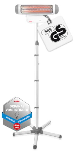 reer Wickeltischstrahler FeelWell 2in1, Standheizstrahler und Wandmontage, 2 Heizstufen, Timer, Kippsicherung, geprüft nach Medizinstandard, Weiß, aus Metall