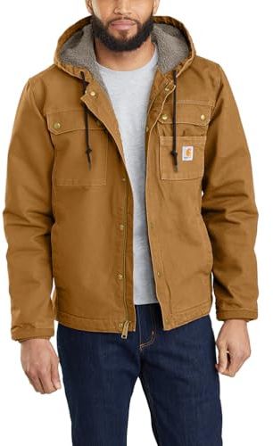 Carhartt, Herren, Lockere Arbeitsjacke aus ausgewaschenem Segelleinen mit Sherpa-Futter, Carhartt® Braun, L