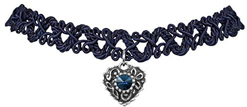 LUISIA Spitzen Kropfband Malina mit Herzanhänger - Collier Halskette zu Dirndl und Trachten