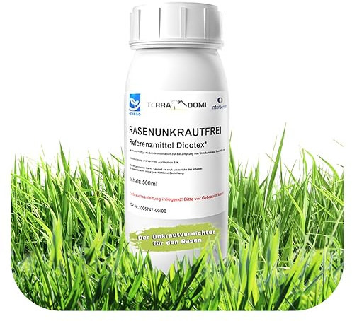 Terra Domi 500 ml Rasenunkrautvernichter für bis zu 600 m² Rasenfläche, Referenzmittel: Dicotex stark gegen übliche Unkräuter & schwer bekämpfbare Arten, Herbizid für den perfekten Garten