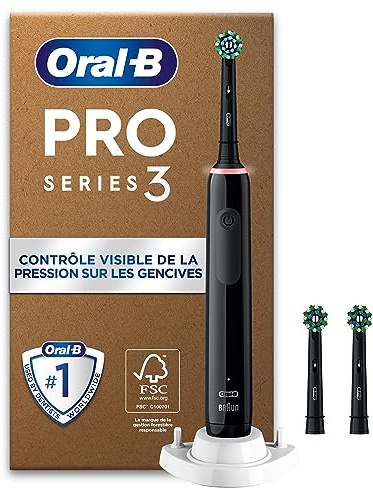Oral-B Pro Series 3 Elektrische Zahnbürste — Electric Toothbrush, Inkl. 3 Aufsteckbürsten — 3 Putzmodi, Zahnbürste Elektrisch, Designed by Braun, Schwarz