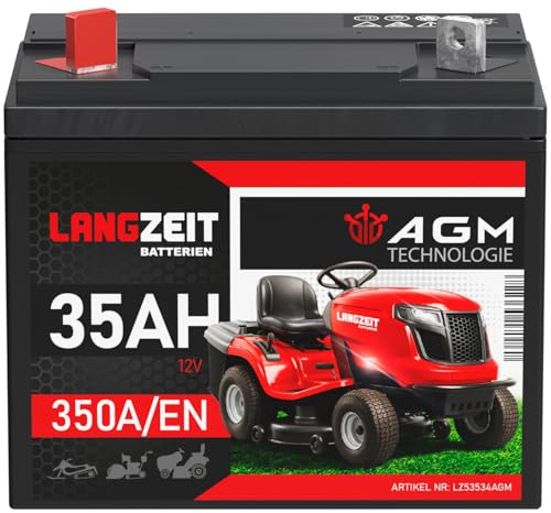 Langzeit Rasentraktor Batterie 12V 35Ah AGM U1 Aufsitzmäher Rasenmäher Plus Pol Links Starterbatterie statt 30Ah 28Ah 26Ah 32Ah