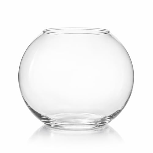 Deko Vase Glas - Blumenvase Für Tulpen, Glas Vase Groß (25cm) - Glasvase Handgefertigt Und Mundgeblasen, Glasvase Rund Optimal Für Blumensträuße
