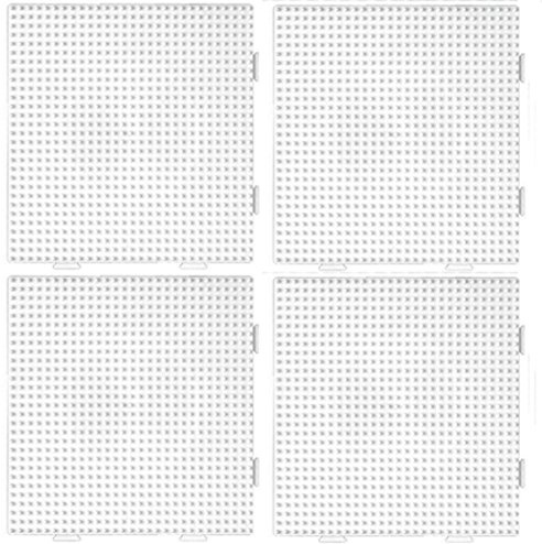 Hama 4 Stück Midi 234 Stiftplatte für Bügelperlen Quadrat Multi Transparent, einzeln und auch als eine Fläche nutzbar- Einzelgröße 14,5 x 14,5 + 100 Bunte Bügelperlen