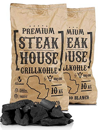 BBQ-Toro Premium Steak House Grillkohle | 20 kg | Querbracho Blanco Kohle | Holzkohle in Restaurant Qualität | Steakhousekohle