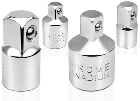 YEBOCIYO 4tlg Adapter Satz Stecknussadapter Set Stecknuss-Adapter für Ratschen 1/2 auf 3/8, 3/8 auf 1/2, 3/8 auf 1/4, 1/4 auf 3/8 für Knarren, Nuss, Steckschlüsseln