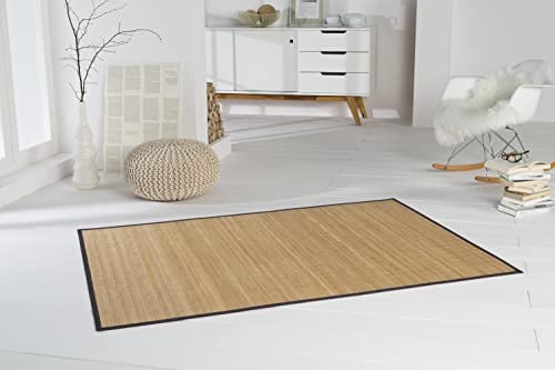 DE-COmmerce Bambusteppich HIGHQ Bambusmatte Läufer mit Bordüre rutschfest 90x160 cm
