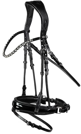 Horze Pferde Trense Clermont anatomisch, Trensenzaum für Warmblut und Vollblut, Schwarz, F