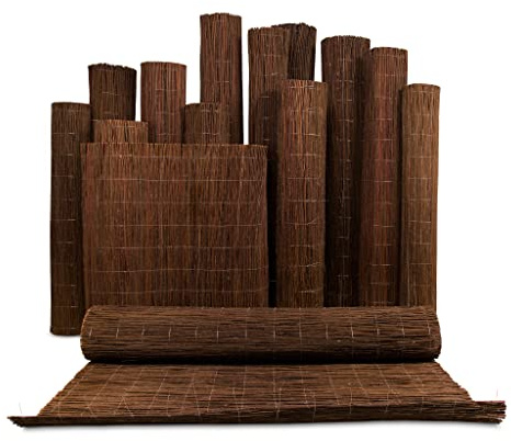 Weidenmatte balkon weide sichtschutz weidenzaun Rollzaun 3m oder 5m 80-180cm für Garten, Balkon und Terrasse Windschutz Naturzaun (160 x 300cm)