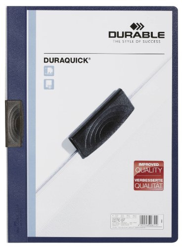 Durable Klemm-Mappe Duraquick, Klemmhefter mit bis zu 20 Blatt A4, dunkelblau, 20er Packung, 227007