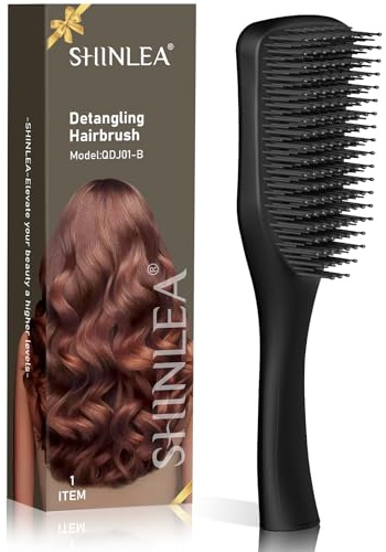 SHINLEA Haarbürste ohne ziepen, Entwirrungs Haarbürste für nasses trockenes Haar, reduziert Haarbruch, beseitigt Knoten, gleitet durch Verfilzungen aller Haartypen, Bürste für Haarglättung, Styling