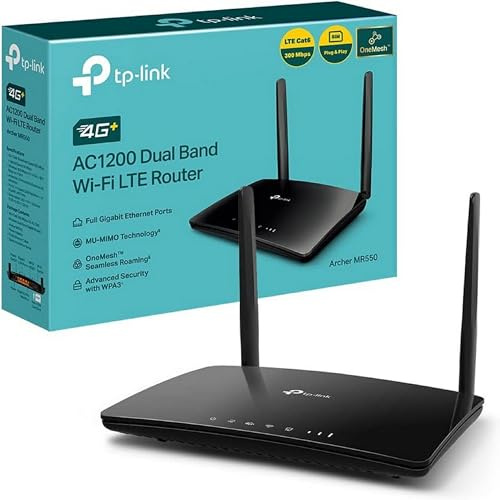 TP-Link Archer MR550 LTE Router, 4G+ Router unterstützt SIM Karten, 4G+ Cat6 bis zu 300Mbps, WLAN Dual-Band AC1200, Gigabit-LAN/WAN-Anschlüsse, Plug and Play, TP-Link OneMesh