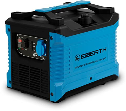 EBERTH 1000 Watt Inverter Stromerzeuger leise, Notstromaggregat mit 2 PS Benzinmotor, 4-Takt, Stromgenerator mit 1x 230V und 2x USB Anschluss, Invertertechnik für Strom ohne Spannungsspitzen