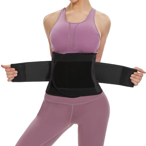 SIHOHAN Bauchweggürtel, Fitness Gürtel Verstellbarer, Taille Trimmer Gürtel Fitnessgürtel, Abnehmen Waisttrainer Taillenformer, Bauchgürtel für Herren und Damen,Schwarz,S