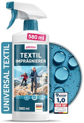 PLINTEX® Textil Imprägnierspray 580ml - Universal Nano Imprägnierung für Jacke, Leder, Schuhe, Gore-Tex, Skibekleidung & Outdoor-Textilien - Langzeit-Abperl-Effekt | Made in Germany