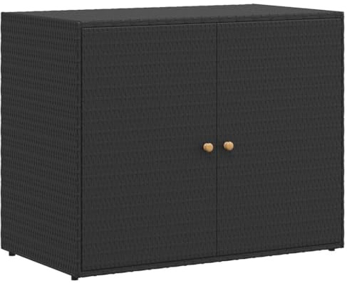 vidaXL Gartenschrank Schwarz 100 x 55,5 x 80 cm Poly Rattan
