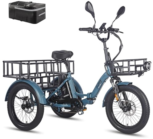 Fafrees F20 Mate Elektro Dreirad COC fr Erwachsene 21Ah/1008Wh Akku [ Offiziell ] E-Bike Herren 180kg, Senioren Elektrofahrrad Damen 65N.m, Electric Bike 65N.m, Ebike E 3 R?der 20 Zoll