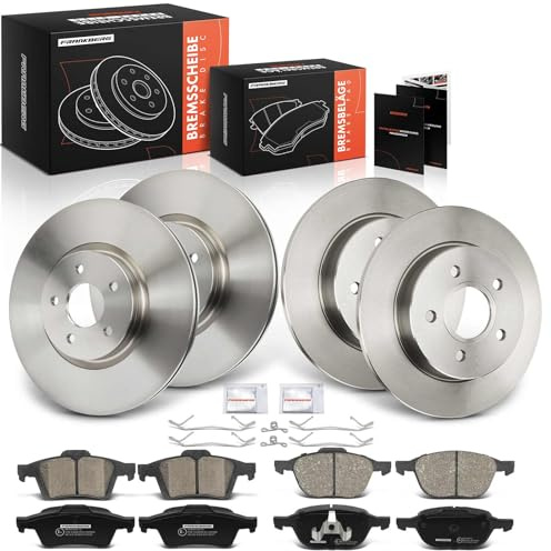 Frankberg Bremsensatz inkl. 4x Bremsscheiben + 8x Bremsbeläge Vorne Hinten | Kompatibel mit C-Max DM2 Focus C-Max DM2 Focus II Turnier DA DS FFS Replace# 1233679, 1360254