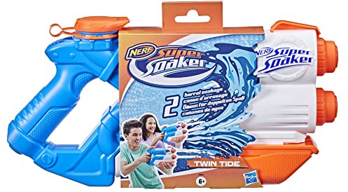 Super Soaker Twin Tide Wasserpistole doppelter Spritzpower Pump-Funktion großer 1,4L Wassertank einfaches Auffüllen